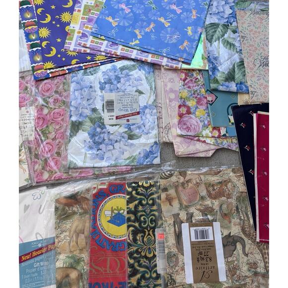 Huge Lot Vintage Wrapping Paper Gift Wrap Variety Scrapbooking Junk Journal New - Picture 4 of 8